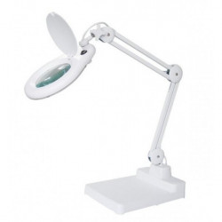 LED Tischlampe mit Ständer und Lupenleuchte 5D in Weiss