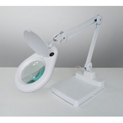 LED Tischlampe mit Ständer und Lupenleuchte 5D in Weiss
