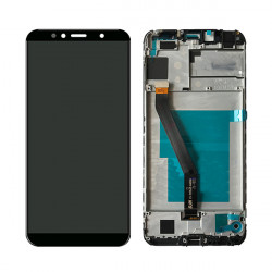 LCD Display mit Rahmen für Huawei Y6 (2018) in Schwarz
