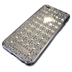Silikonhülle in Grau mit Diamanten für iPhone 6/6S