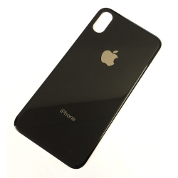 Back Cover Glass with Big Camera Hole for iPhone X in Schwarz