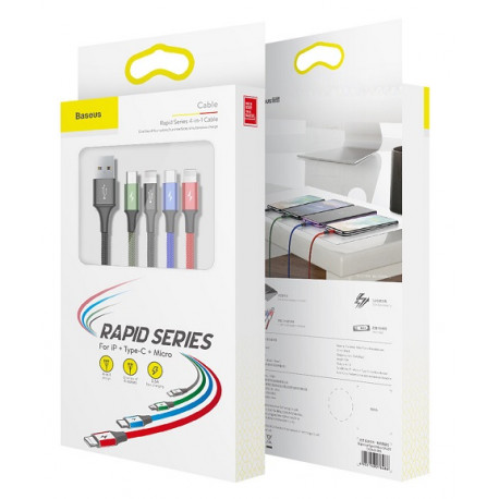 Baseus Rapid Series 4 in 1 Cable Multicolour