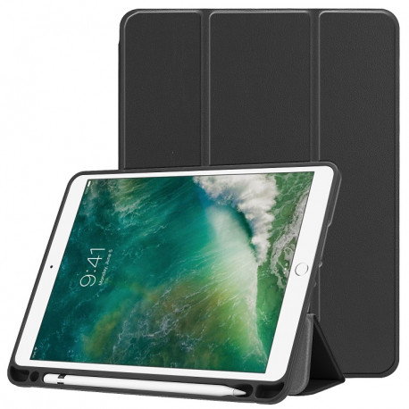 Schwarz Kunstleder Case mit Stift Platz für iPad Air 1/ Air 2
