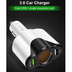 3 in 1 Car Charger Quick Charge 3.0 in Weiss