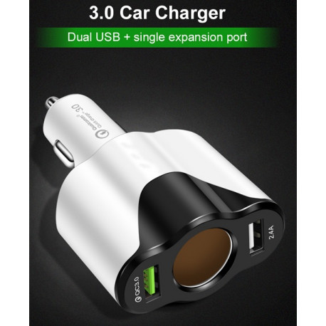 3 in 1 Car Charger Quick Charge 3.0 in Weiss
