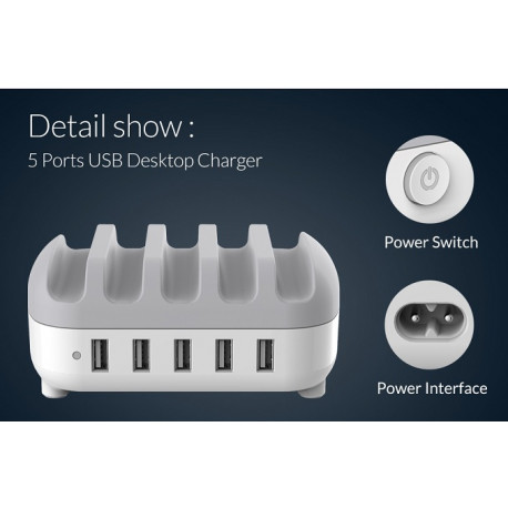 ORICO Charger with 5 USB Ports in Schwarz