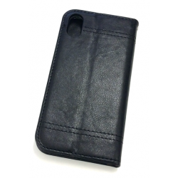 Schutzhülle, Etui für iPhone X Retro oil skim pull card with frame leather in Schwarz