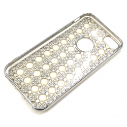Silikonhülle in Silber mit Diamanten für iPhone 78