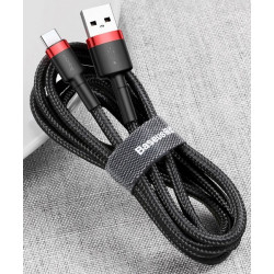 3m Baseus Cafule Cable USB Type C in Schwarz/Rot