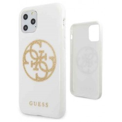 Original Guess Etui Glitter Circle Logo für iPhone 11 Pro in Weiss