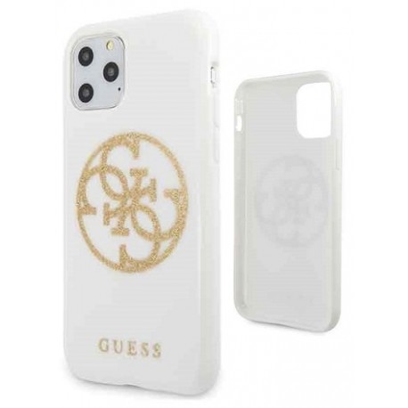 Original Guess Etui Glitter Circle Logo für iPhone 11 Pro in Weiss