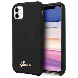 Original Guess Case Silicone Vintage Gold Logo in iPhone 11 in Schwarz