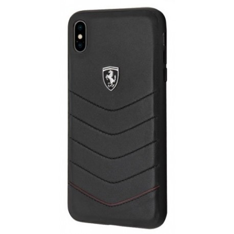 Original Ferrari Leather Case für iPhone XS Max in Schwarz