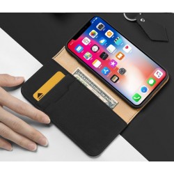 DUX DUCIS Leather Book Case for iPhone XS Max in Schwarz