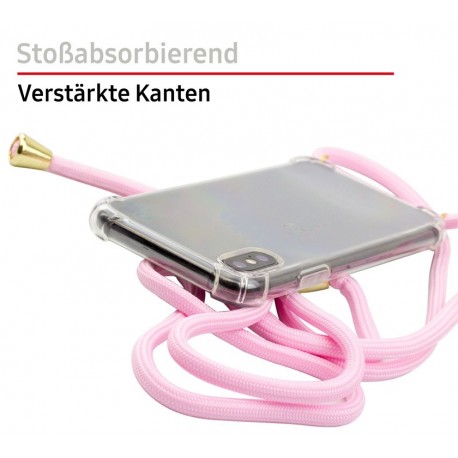 Transparent Anti Shock Etui with Pink Strap for iPhone 7 Plus/ 8 Plus