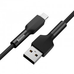 Baseus 1M Silikon Lightning USB Ladekabel für iP schwarz