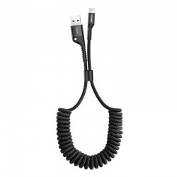 Baseus 1M 2A Lightning Fish Eye Spring Black elastisches USB Kabel