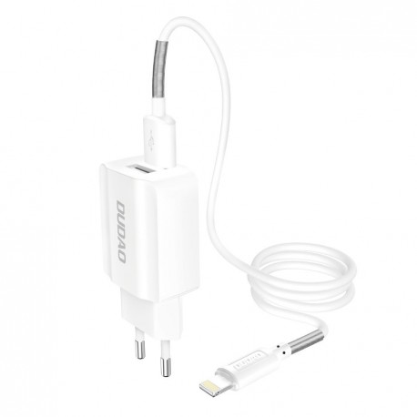 Dudao 2x USB Home Travel EU Adapter 5V/2.4A Ladegerät + USB Lightning Kabel 1M in Weiss