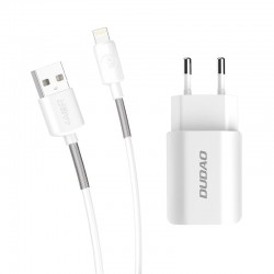Dudao 2x USB Home Travel EU Adapter 5V/2.4A Ladegerät + USB Lightning Kabel 1M in Weiss