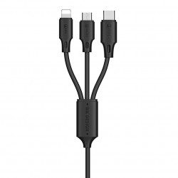 WK Design USB- micro USB - Lightning - USB Typ C Kabel 2A 115cm in Schwarz