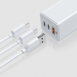 Baseus GaN Schnellladegerät 3.0 PPS 65W USB / 2x USB Typ C in Weiss