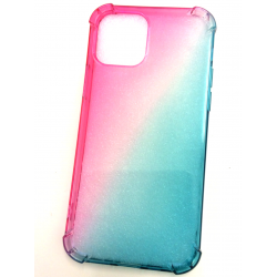 Anti-Shock Silikon Hülle mit Farbverlauf Pink / Türkis für iPhone 12 Mini