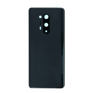 Akku deckel mit Klebefolie und hintere Kamera Linse für OnePlus 8 Pro in Schwarz