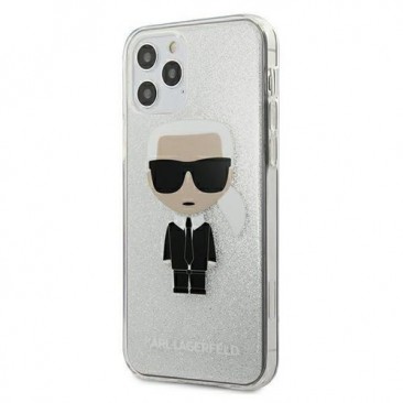 Etui Karl Lagerfeld KLHCP12MPCUTRIKSL iPhone 12 Pro / iPhone 12 silber / silber Hardcase Glitzer Ikonik Karl