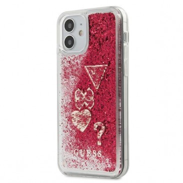 Etui Guess GUHCP12MGLHFLRA iPhone 12 / iPhone 12 Pro Himbeere Hardcase Glitzer CharmsGuess / GUE000884