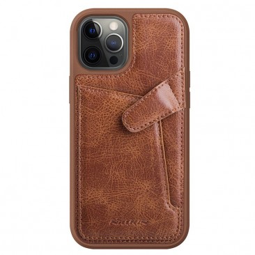 Etui Nillkin Aoge Leather Case Handyhülle schutzhülle hülle aus echtem Leder Brieftasche Hülle iPhone 12 Pro / iPhone 12 braun