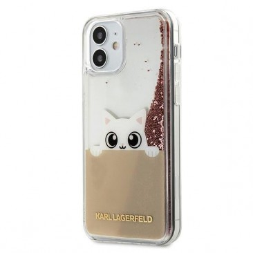 Etui Karl Lagerfeld KLHCP12SPABGNU iPhone 12 mini Roségold Hardcase PEEK A BOO Liquid Glitter