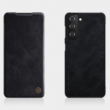 Etui Nillkin Qin Leder Flip Klapp Handytasche Handyhülle für Samsung Galaxy S21 5G schwarz