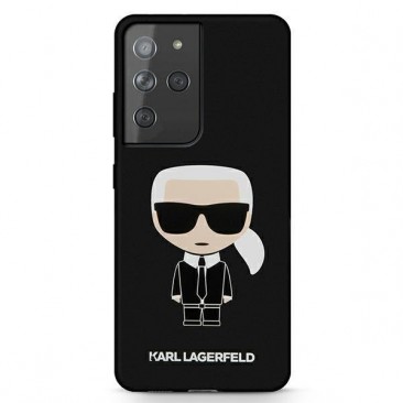Etui Karl Lagerfeld KLHCS21LSLFKBK Samsung S21 Ultra Hardcase schwarz Silikon Iconic