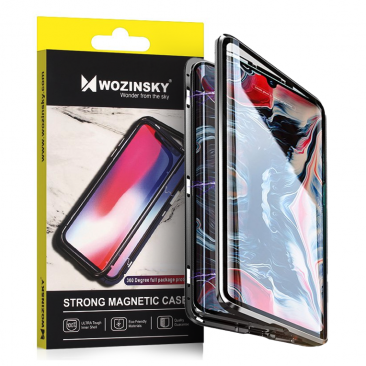 Etui Wozinsky Magnetic Case Vorder und Rückseite mit integriertem Glas Samsung Galaxy S21 + 5G (S21 Plus 5G) Schwarz-Transparent