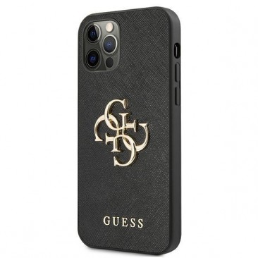 Etui Guess GUHCP12MSA4GGBK iPhone 12/12 Pro 6.1" schwarz Saffiano Metall Logo