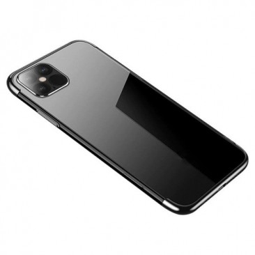Transparent Gel Case TPU mit Galvano Rahmen für iPhone 13 in Schwarz