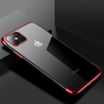 Transparent Gel Case TPU mit Galvano Rahmen für iPhone 13 Pro Max in Rot