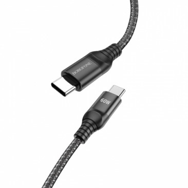 BOROFONE BX56 1.5M 3A 60W Dual Type-C PD Fast Charging Cable Black