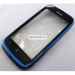 8002392 	Original Touch Panel / Glas mit Rahmen in Blau / Cyan für Nokia Lumia 610