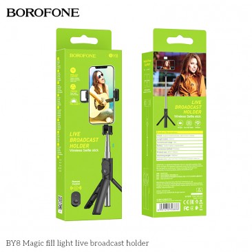 BOROFONE BY8 Magic Mirror Live Bluetooth Selfie Stick mit Aufhelllicht Schwarz