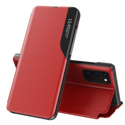 Smart Window Bracket Magnetische Lederetui für Samsung Galaxy A32 5G Rot