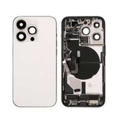 Backcover  mit  Rahmen und komplett  Kameralinse  wireless flex für iPhone 14 ProMax - Weiss