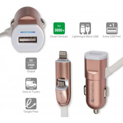 KFZ-Lader Micro-USB and Lightning connectors Auto Lade kabel grau 4SP8468
