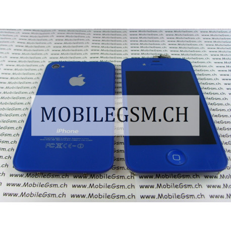 Lcd Display iPhone 4 Full Set mit Backcover  blau 