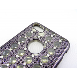 Silikonhülle in Violett/Schwarz mit Diamanten für iPhone 7