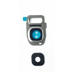 OEM Kamera Glas mit Deko in Silber/Weiss für Samsung Galaxy S7 SM-G930F