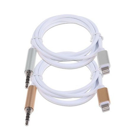 Lightning to 3,5 mm Audio Kabel für iPhone 7/7 PLUS (silber/weiss)