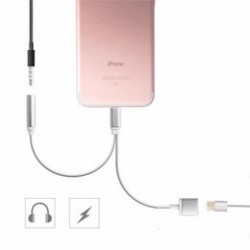 2 In 1 für iPhone Earphone Headphone Charging Adapter (weiss)