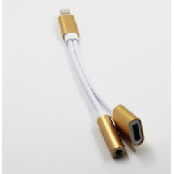 2 In 1 für iPhone Earphone Headphone Charging Adapter (gold)