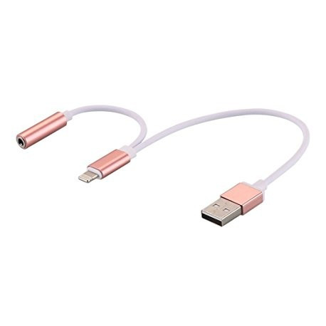 2 in1 3,5mm Audio Jack Aux Kabel Kopfhörer Adapter Lade USB-Kabel in Rosa Gold